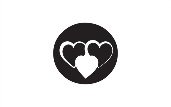 Heart Love Icon Romantic Symbol Silhouette for Valentine and Wedding Designs