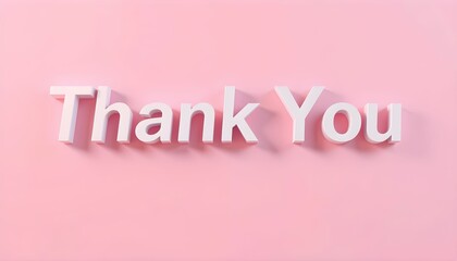 A simple, elegant "Thank You" message rendered in white against a soft pink background.
