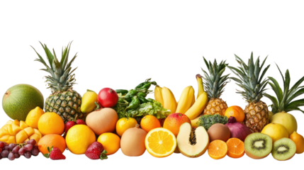 Variety of fresh fruits on a white isolated background