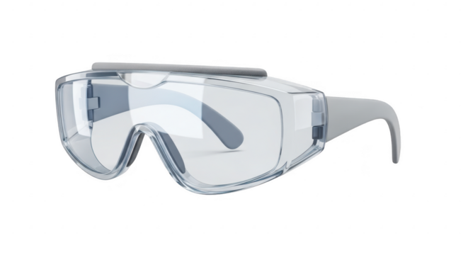 3d icon of safety goggles for eye protection, isolated on transparent background, essential for industrial, laboratory, and construction work, studio shot