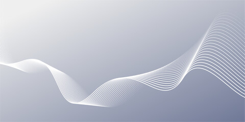 Futuristic gray white abstract background with shining wave lines pattern for banner, wallpaper, cover. Vector illustration