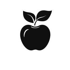 Vector icon of an apple with two leaves, symbolizing health, nature, and education.
