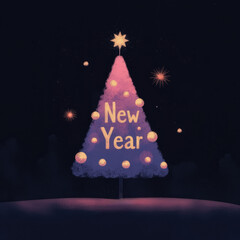 New Year's Eve Tree with Fireworks