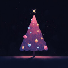 Pink Christmas Tree at Night
