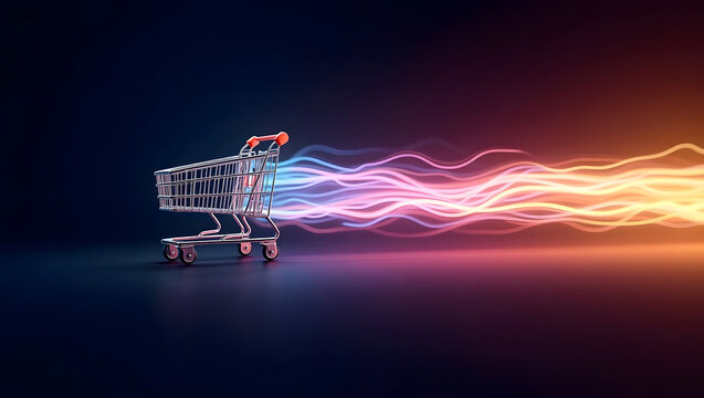 shopping cart on a black background