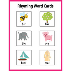 Rhyming words activity worksheet for kids page 02