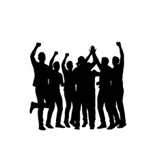 Fototapeta premium celebrate success a powerful silhouette of a jubilant team achieving a shared victory ideal for business sports and teamwork concepts
