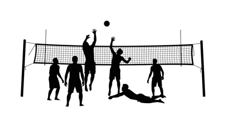 intense beach volleyball action silhouette image perfect for sports websites fitness blogs and summerthemed designs