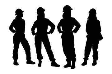Four women in workwear, strong and ready.
