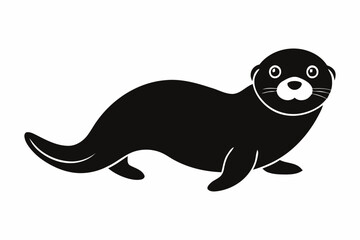 Naklejka premium Silhouette of a sea otter, profile view. 