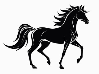 Obraz premium Silhouette of a powerful, running horse. 