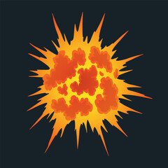 Explosion animation. Animation for game of the explosion effect. Cartoon animation for game. Exploding effect. Hand drawn vector illustration