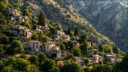A sun-drenched mountainside dotted with quaint houses (1)