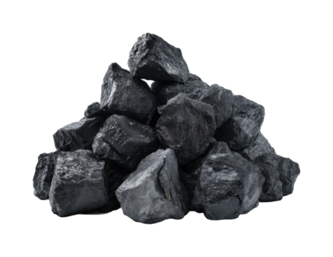 Mining operations for coal extraction industrial site view, isolated on transparent background, png