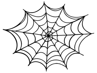 Circular spider web, intricate design.
