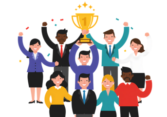 Team Success Celebrating Victory  Achievement  Business Illustration isolated on transparent background