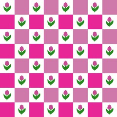 Seamless checkerboard tulip flower