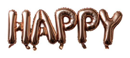 Celebration event with happy balloon decorations in bright, isolated on transparent background, png