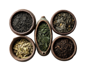 Tea varieties herbal shop food natural top view, isolated on transparent background, png