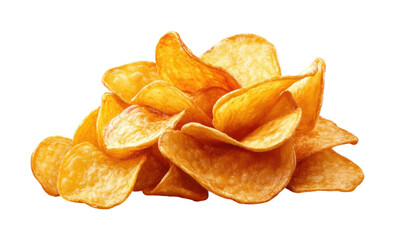 Crispy potato chips snack kitchen food bright light, isolated on transparent background, png