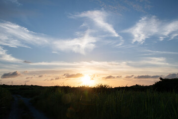 古宇利島の展望台から見た日の入り