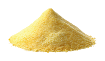Visually appealing yellow cornmeal pile kitchen food, isolated on transparent background, png