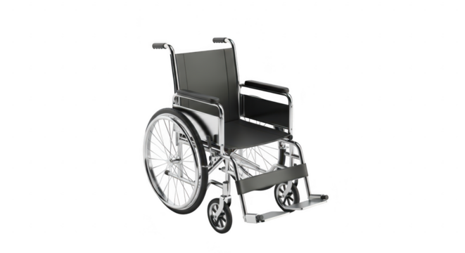 3d icon of a wheelchair isolated on transparent background, representing disability, accessibility, and medical assistance for individuals with mobility challenges