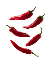 PNG Ripe red peppers floating in mid air on transparent background