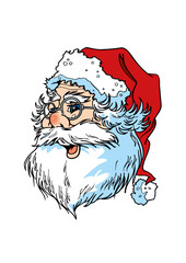 Smiling Santa Claus (Father Christmas) with glasses and a big white beard