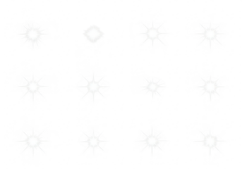 Collection of starburst light effects isolated on transparent background