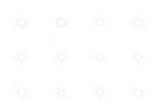 Collection of starburst light effects isolated on transparent background