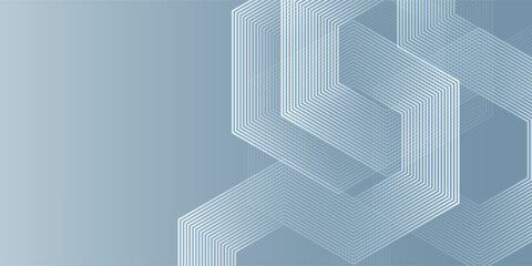 Abstract hexagon lines on gray background. Geometric stripe line art design modern