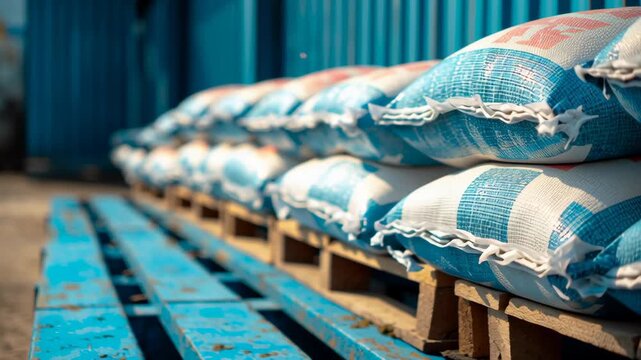 Efficient rice mill production importance of quality storage for bags on pallets in industrial settings