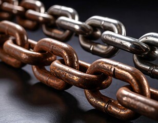 Fototapeta premium Close-up of rusty and stainless steel chains
