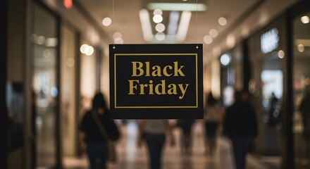 Fototapeta premium Black Friday Sale Sign in Mall Shopping Center Promotion