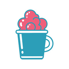 Sweet pink and blue drink in a mug vector illustration