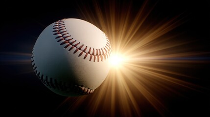 Baseball suspended mid-air with an intense orange glow, isolated in cinematic darkness.
