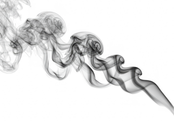 Abstract swirling smoke wisps and curls, isolated on transparent background