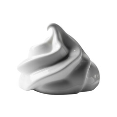 Perfectly sculpted sour cream dollop, velvety texture, dynamic swirl, isolated on transparent, extreme macro studio, intense chiaroscuro light, concept of elegant abstract beauty