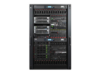 Modern data center server rack unit isolated on transparent background