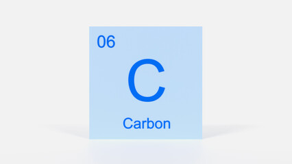 Carbon Element 3D Render - Periodic Table Box with Atomic Number 6, Scientific Education, Chemistry Classroom, Modern Science Poster, and Laboratory Wall Art