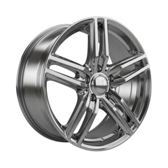 Fototapeta premium Polished Chrome Alloy Wheel Rim - Modern Car Part Design, Automotive Photography, High Detail, Isolated on Black Background