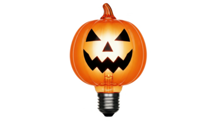Halloween-themed lightbulb shaped like a carved pumpkin.