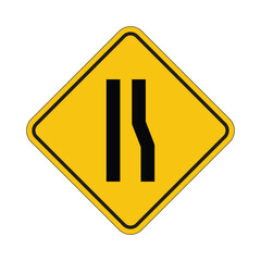 Caution Sign Indicating Road Narrowing Ahead for Drivers Safety