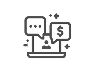Fototapeta premium Online Business Communication Icon: Financial Discussion in Virtual Context