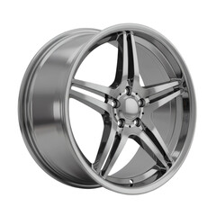 Obraz premium Polished Chrome Five Spoke Alloy Wheel Rim - High Detail Studio Shot