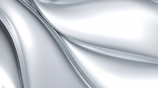 Abstract illustration with flowing silver waves and curved lines, creating a dynamic, modern, and reflective composition