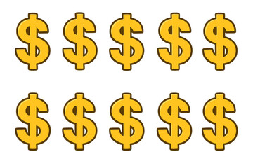 Golden dollar sign seamless pattern. Money symbol background. Finance and wealth concept. Currency icon vector illustration. Business success and economic prosperity graphic.