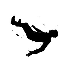 Silhouette of a falling man, symbolizing failure and downfall.

