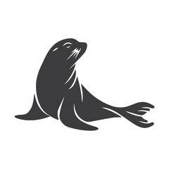 Silhouette of a resting seal, simple and elegant.
